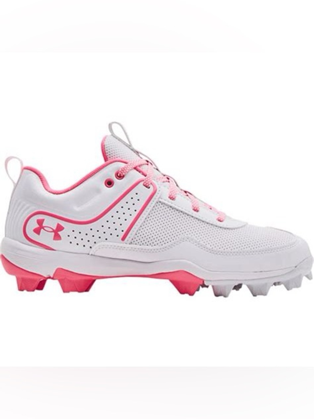 Under Armour White and Pink Women’s Athletic Cleats